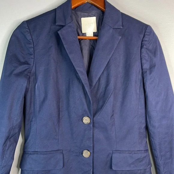 J. CREW Schoolboy Blazer Navy Blue Fitted Lined  Single Breast Preppy Size 0 - Picture 3 of 14